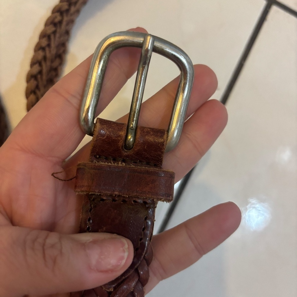 Vintage leather braided belt with silver buckle ! - Picture 4 of 5